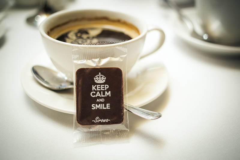 Kafijas šokolādes - 7g Saglabājiet Mieru un Pasmaidiet - Šokolādes Tāfelīte