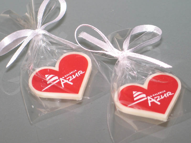 Printing On Chocolate - Chocolate Heart in a Bag with Ribbon, 3g