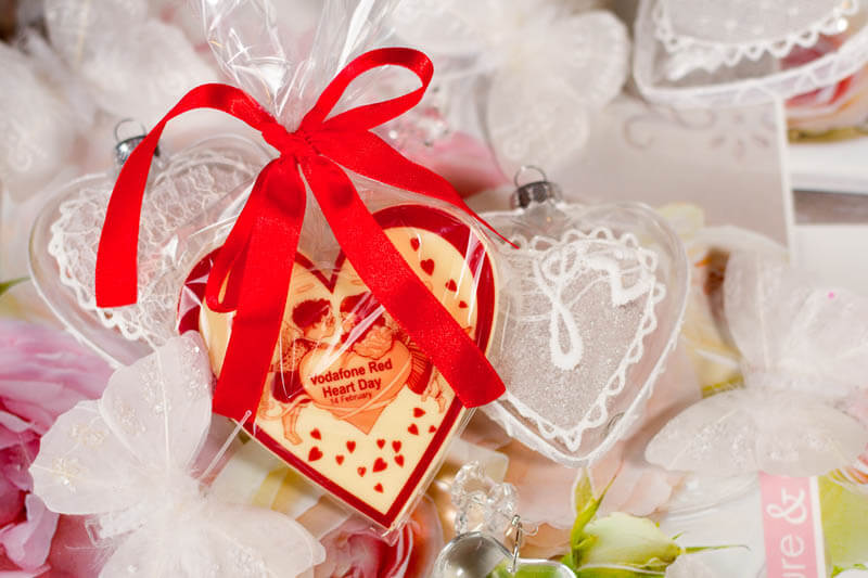 Personalized Chocolate - Chocolate Heart in a Bag with Ribbon, 30g