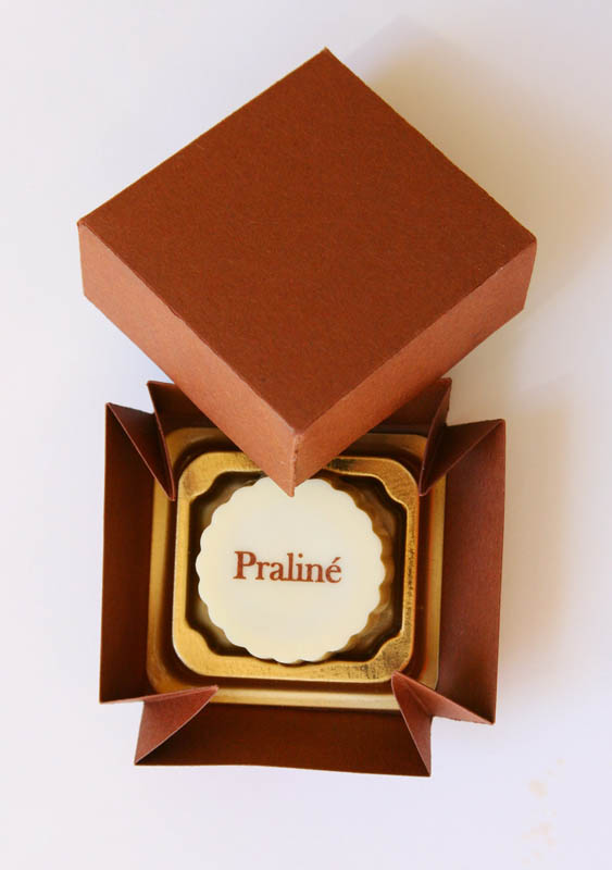 Praline with Hazel Nut Cream Filling in a box, 13g