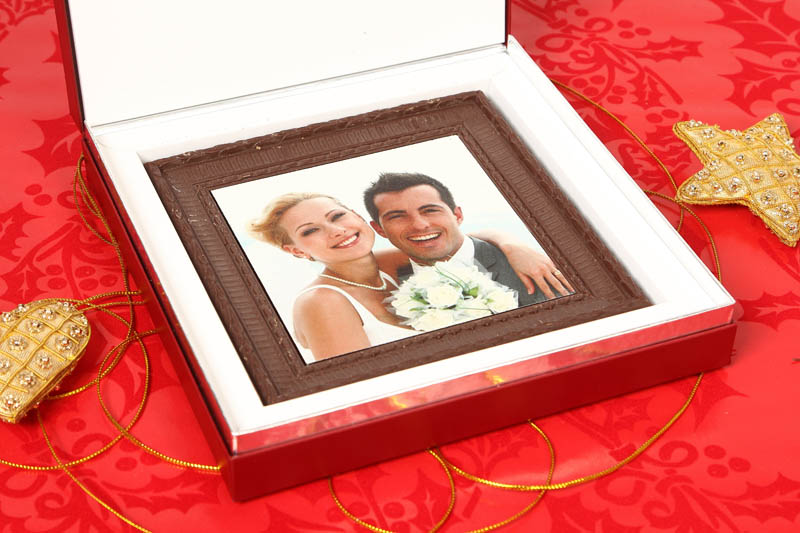 Wedding Chocolate Bars - Framed Chocolate Picture in a box with magnet, 250g