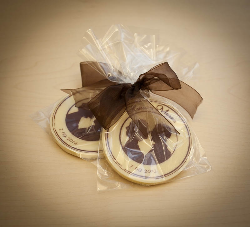 Wedding Chocolate Bars - 50g Chocolate Medal in a bag with Ribbon
