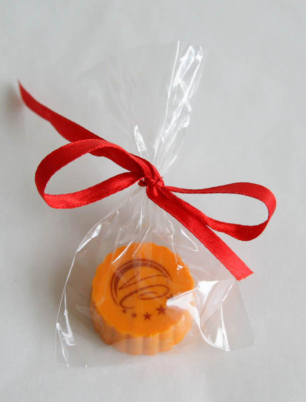 Chocolate Gifts - Praline with Hazel Nut Cream Filling in bag with ribbon, 13g