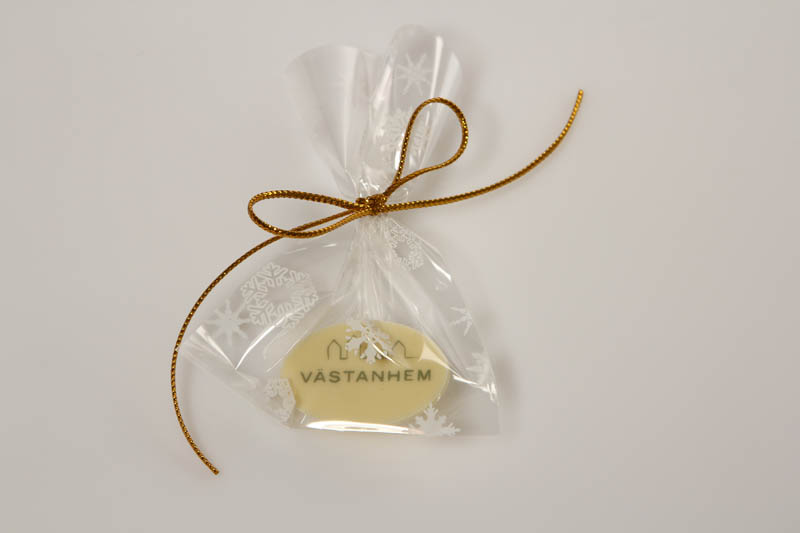 Golden Ribbon - Promotional Chocolate Bar in Bag with ribbon, 3g
