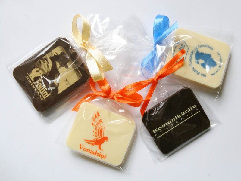 Personalised Chocolate Bars - Promotional Chocolate Bar in a Polybag with Ribbon, 7g