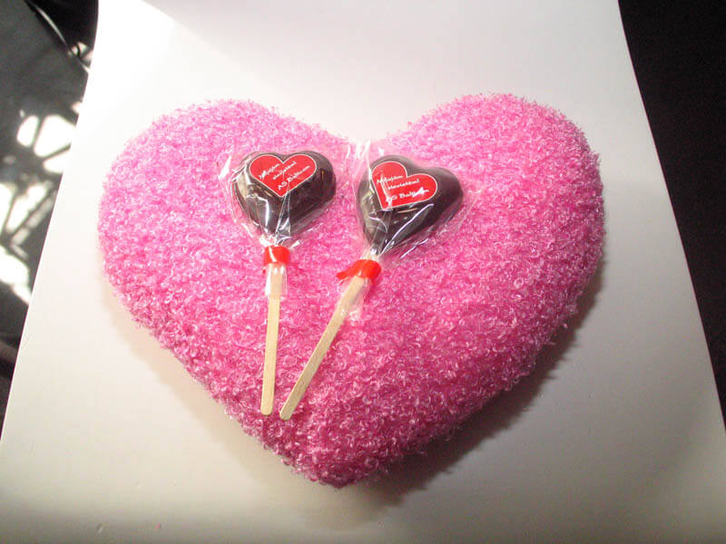Wedding Chocolate Bars - 10g Chocolate - marzipan heart on a stick