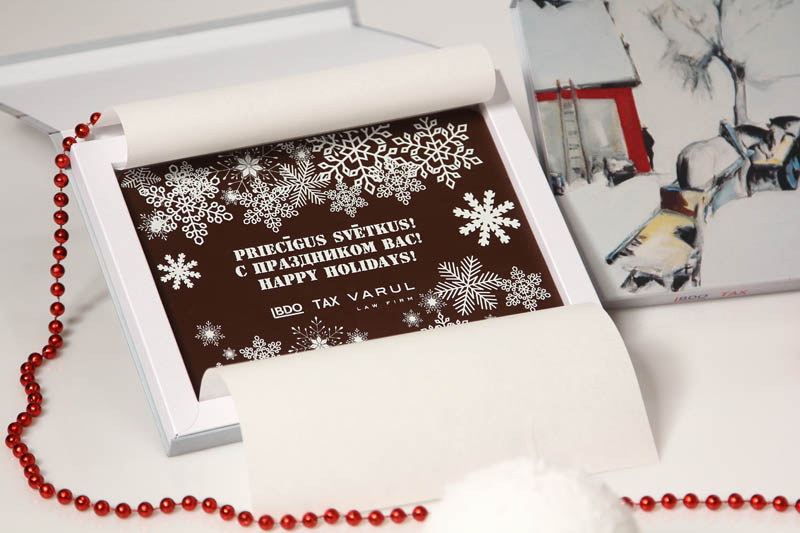 Unique Christmas Gifts - Promotional Chocolate Bar in a box with magnet, 275g